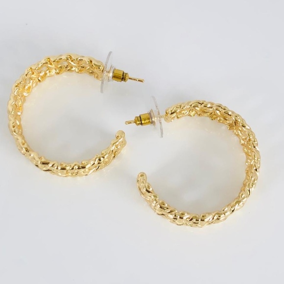 NWT Kendra Scott Natalie Braided Hoop Gold Earrings - Picture 5 of 7